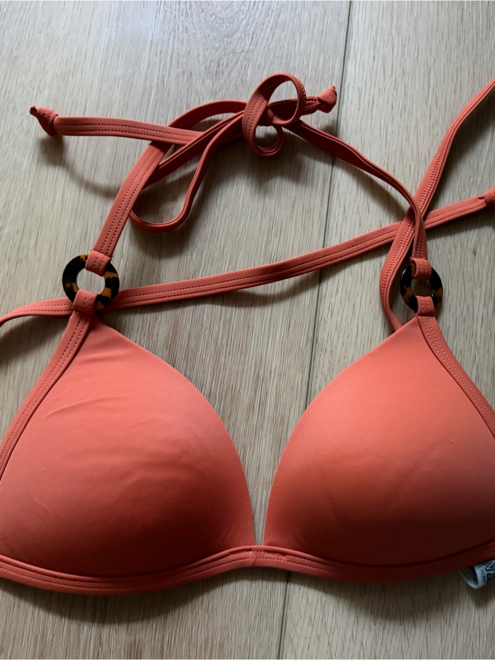 Victoria's Secret Coral Triangle Bikini Top with Tortoiseshell Rings